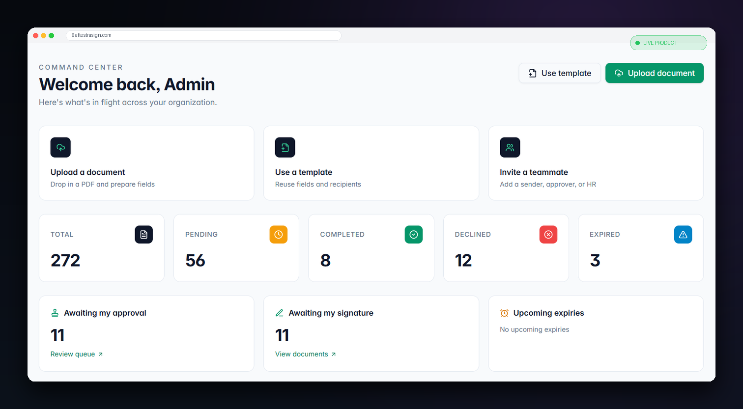 Attestra — live product screenshot