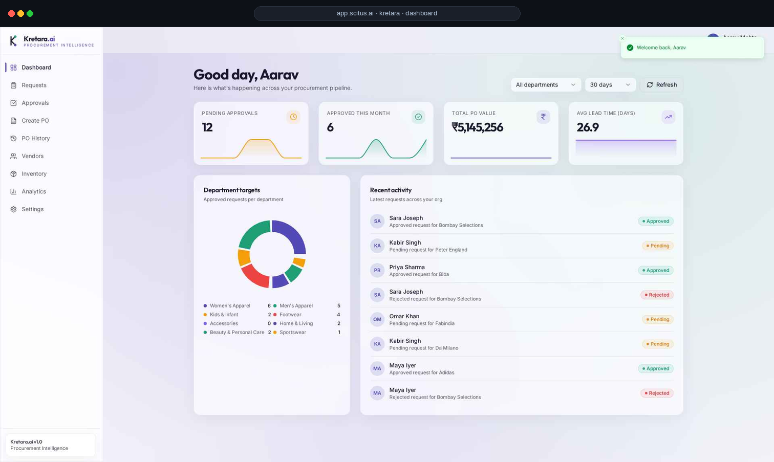 Kretara — live product screenshot